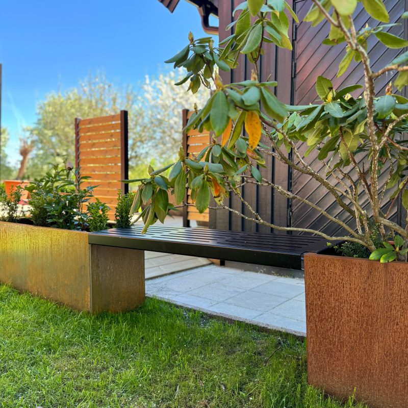 Bench Corten pots 120x40x6